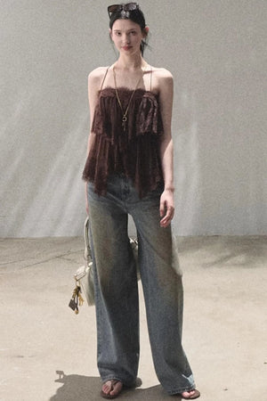 Vintage Hand-Painted Jeans Set