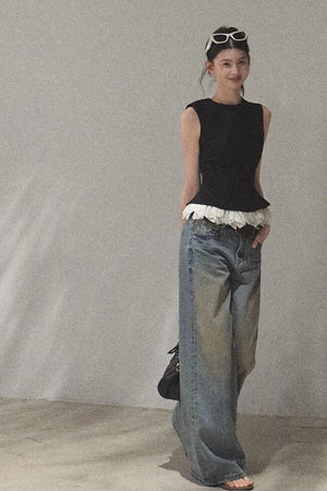 Vintage Hand-Painted Jeans Set