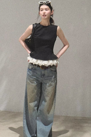 Vintage Hand-Painted Jeans Set