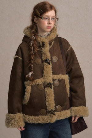 Vintage Horn Suede Hooded Jacket