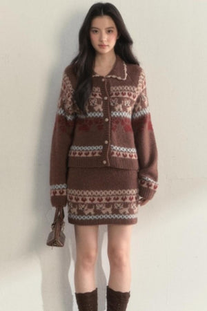 Vintage Knit College Style Sweater Set-Up