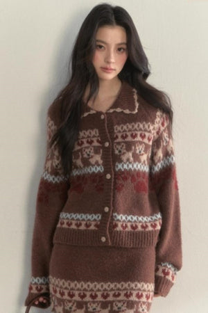 Vintage Knit College Style Sweater Set-Up