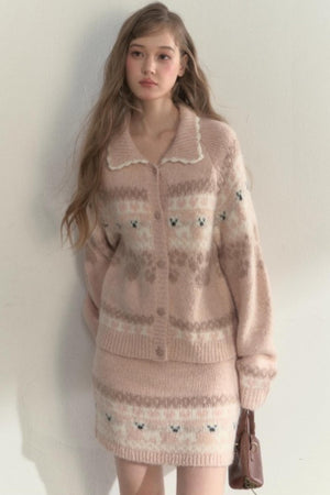 Vintage Knit College Style Sweater Set-Up