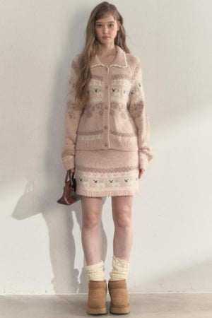 Vintage Knit College Style Sweater Set-Up