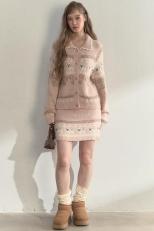 Vintage Knit College Style Sweater Set-Up