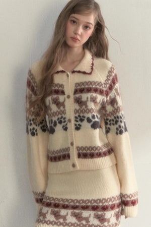 Vintage Knit College Style Sweater Set-Up