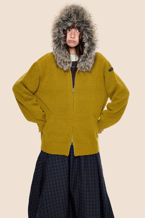 Vintage Knit Hooded Cardigan
