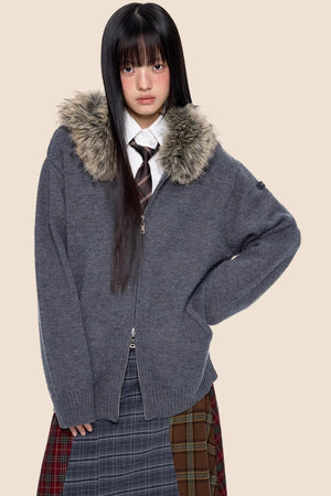 Vintage Knit Hooded Cardigan