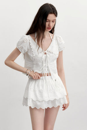 Vintage Lace Flower Asymmetrical Skirt Set-Up