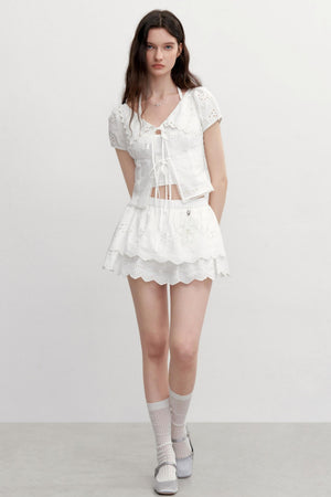Vintage Lace Flower Asymmetrical Skirt Set-Up