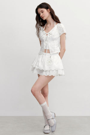 Vintage Lace Flower Asymmetrical Skirt Set-Up