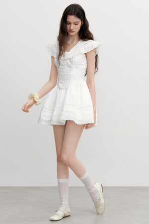 Vintage Lace Neck Dress