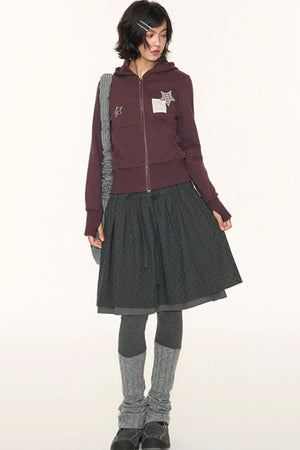 Vintage Lace-Up Plaid Puffy A-Line Skirt