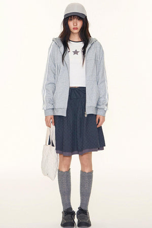 Vintage Lace-Up Plaid Puffy A-Line Skirt