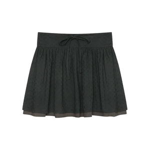 Vintage Lace-Up Plaid Puffy A-Line Skirt