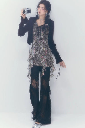 Vintage Leopard Print V-Neck Dress