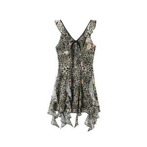 Vintage Leopard Print V-Neck Dress