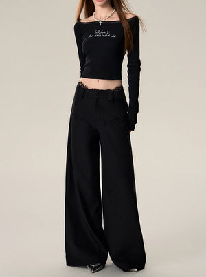 Vintage Loose Wool Low Rise Casual Pants