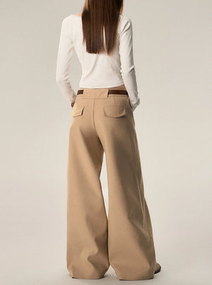 Vintage Loose Wool Low Rise Casual Pants