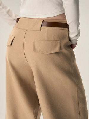 Vintage Loose Wool Low Rise Casual Pants