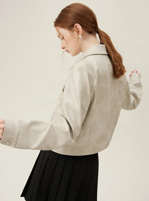 Vintage Maillard Leather Crop Jacket