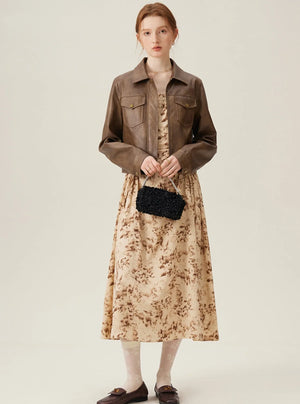 Vintage Maillard Leather Crop Jacket