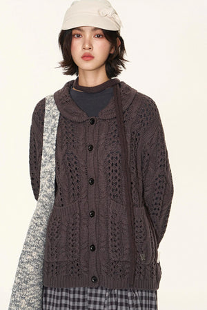 Vintage Petal Collar Cardigan