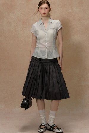 Vintage Plaid Puff Sleeve Blouse
