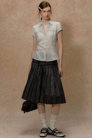 Vintage Plaid Puff Sleeve Blouse