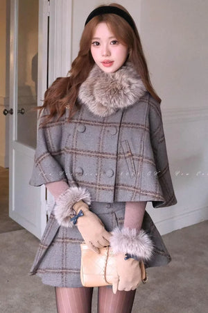 Vintage Plaid Wool Cape Set-Up