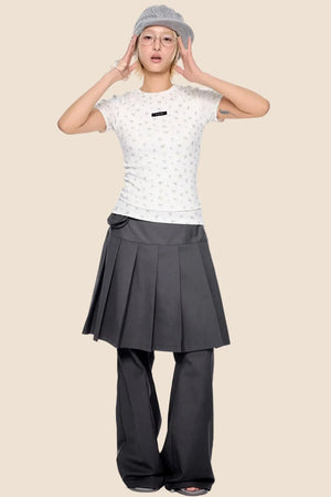 Vintage Pleated Flared Pants