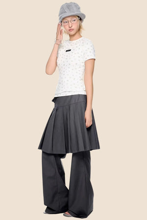 Vintage Pleated Flared Pants