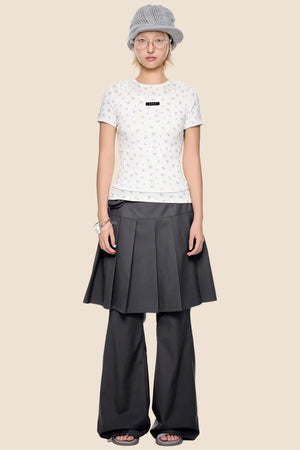 Vintage Pleated Flared Pants