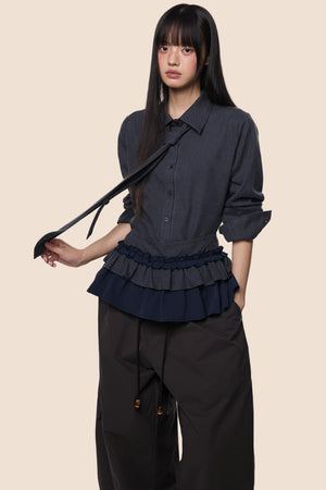 Vintage Pleated Plaid Shirt