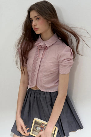 Vintage Pleated Striped Shirt