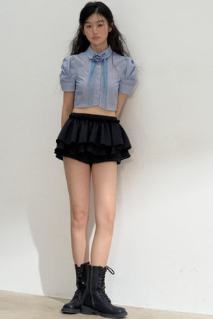 Vintage Pleated Striped Shirt