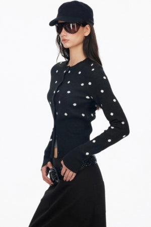 Vintage Polka Dot Base Knit Cardigan