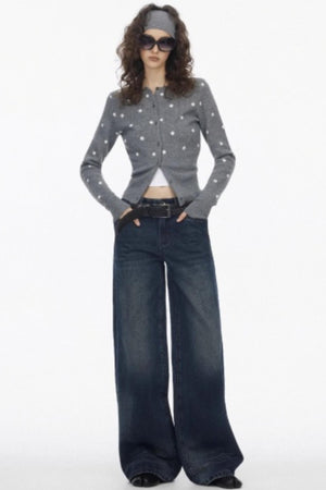 Vintage Polka Dot Base Knit Cardigan