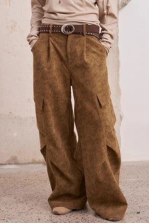 Vintage Print Loose Cargo Pants