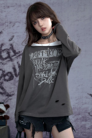 Vintage Punk Layered Sweatshirt