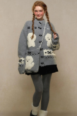 Vintage Puppy Knit Sweater Jacket Set-Up