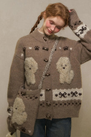 Vintage Puppy Knit Sweater Jacket Set-Up