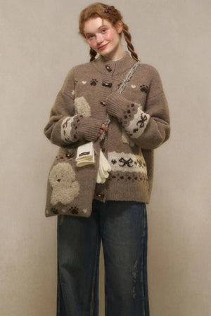 Vintage Puppy Knit Sweater Jacket Set-Up
