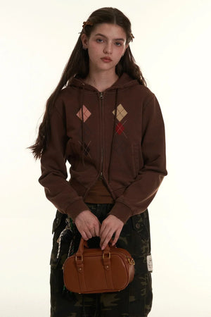 Vintage Quilted Embroidered Hooded Jacket