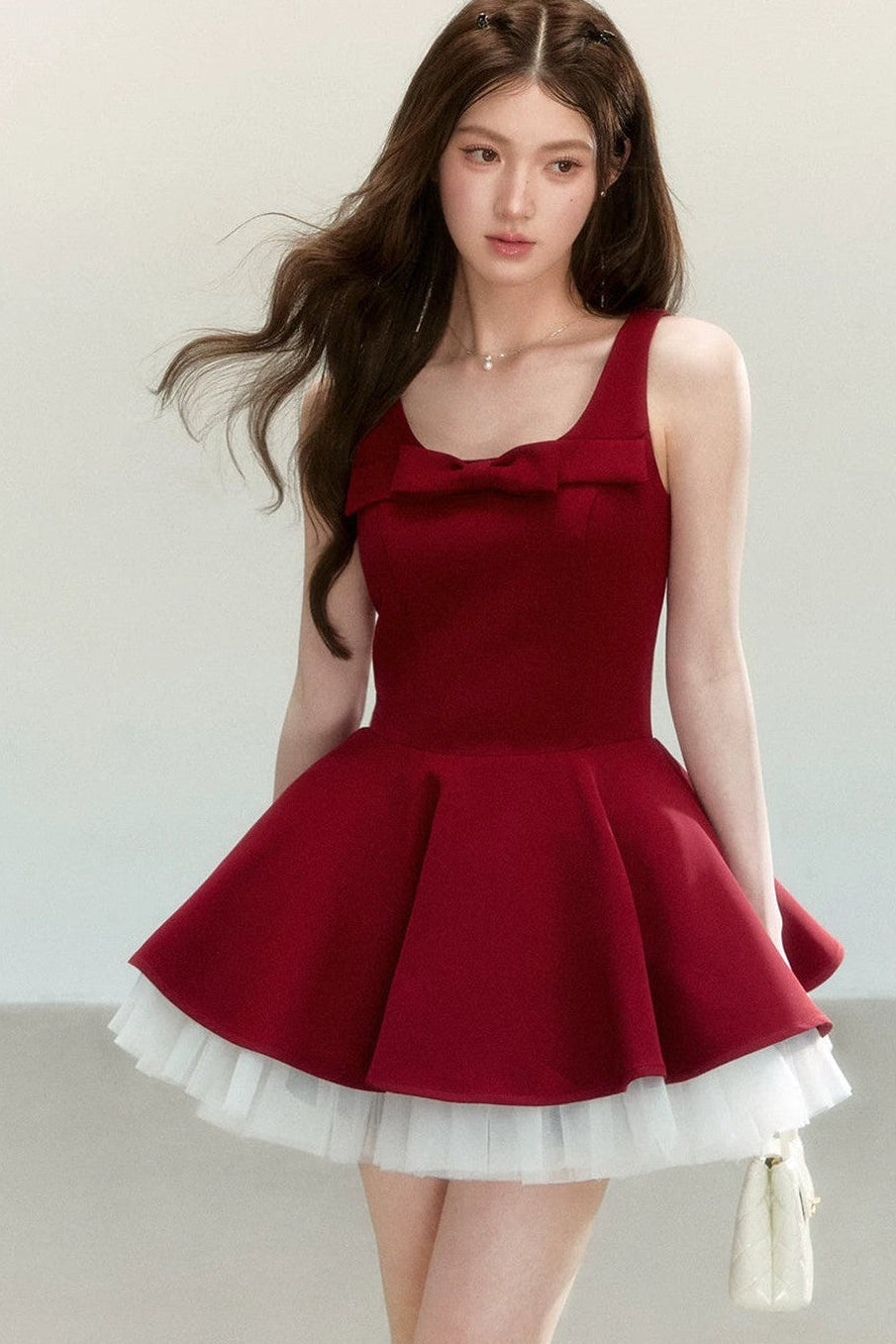 Vintage Red Bow Puff Dress