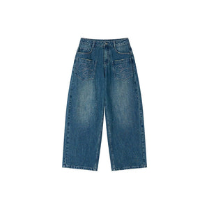 Vintage Rhinestone Wide-Leg Jeans