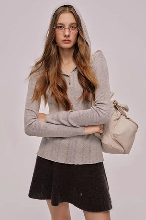 Vintage Silk Wool Hooded Sweater