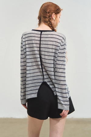 Vintage Striped Gray Knit Top