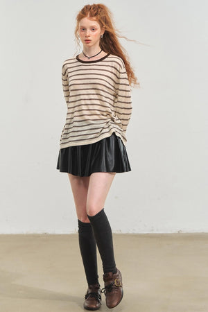 Vintage Striped Gray Knit Top