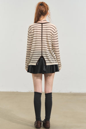 Vintage Striped Gray Knit Top